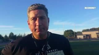 Delta football coach Gary Barlow sets up Saturday's game against Chabot.