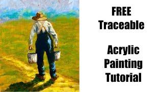 Learn to paint loose | FREE traceable | acrylic painting tutorial | step by step instructions