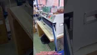 How to join seamless men's boxer waist rubber band with the cloth by one fusing machine#clothing