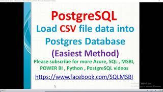 Postgresql Tutorials | Load csv file into postgresql | postgresql import csv file data