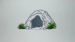 How to Draw an Color a Cave Step by Step