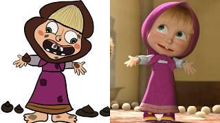 Masha and The Bear - Bon Appetit funny cartoon drawing meme  | Funny Masha and The Bear