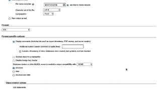 phpMyAdmin export db structure