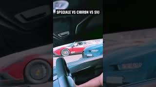 Ferrari 458 Speciale vs Bugatti Chiron vs Lamborghini Aventador SVJ Roadster  by @Carvlogger