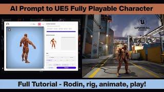 Rodin AI Prompt model to Playable Third Person Character in Unreal 5.4 - Full Tutorial!