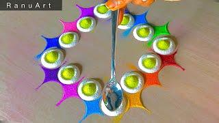 Simple Rangoli | Diwali Rangoli Designs | Navratri Rangoli designs | Rangoli colors | Ranu Art