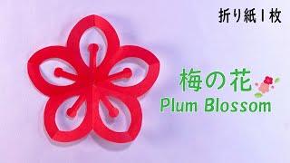 【切り紙】実に簡単な梅の花 作り方How to make paper Plum blossom#매화꽃#梅花#花#ดอกพลัม#梅#flower#五弁花#おりがみ#origami#折纸#摺紙#종이