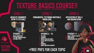 FULL COURSE! BLENDER TEXTURE BASICS with FREE PDFs, QUIZZES and MORE!