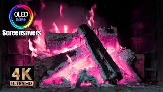 Pink FIREPLACE Ambience  Relaxing Fireplace (11 Hours) with Burning Logs and Crackling Fire Sounds