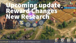 Upcoming update| Reward Changes| New Research | King Of Avalon