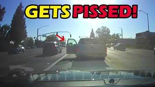 RECKLESS IDIOT CLIPS REAR BUMPER OF DRIVER ON THE ROAD