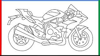 How to draw Kawasaki Ninja H2 step by step for beginners