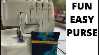 FUN and EASY Overlocker ZIP Purse for beginners #sewing #overlocker #serger