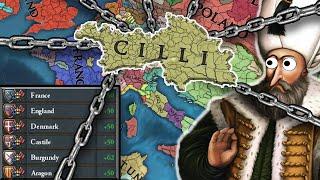 How can Cilli have THIS MANY Personal Unions in EU4?