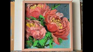 Flowers Alla Prima Oil painting Demo. Peony flower. Time-Lapse.