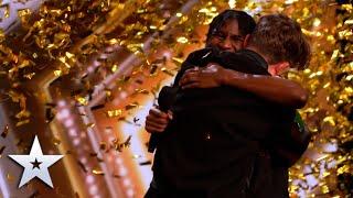 GOLDEN BUZZER! Alesha moved to tears by musical duo, Flintz & T4ylor | Auditions | BGT 2022