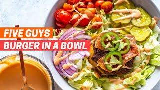 LOW CARB BURGER IN A BOWL | Five Guys Copycat Recipe