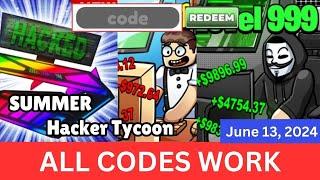 *All CODES WORK* Hacker Tycoon ROBLOX, June 13, 2024