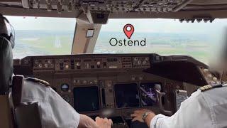 Boeing 747 Aircraft Landing  | Cockpit View | Ostend Belgium 