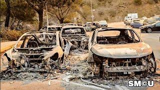 𝗘𝗩𝗔𝗖𝗨𝗔𝗧𝗜𝗢𝗡 𝗖𝗛𝗔𝗢𝗦: Cars Left in the Middle of Sunset Boulevard Destroyed by Fire