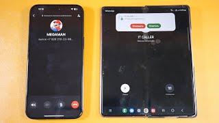 ONE APPLE TWO SAMSUNG INCOMING CALL IPHONE 15 PRO MAX VS SAMSUNG GALAXY Z FOLD 2