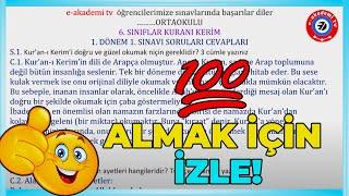 6.Sınıf Kuran 1.Dönem 1.Yazılı (Yeni Sınav Sistemine göre)