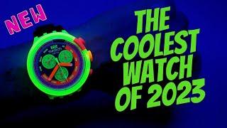 The Coolest Watch of 2023 Swatch Neon To The Max SB06J100