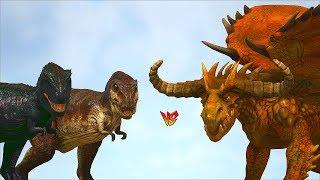 Ark Survival -  JP TREX n ARK TREX vs PYRIA MYTHOS CREATURES [Ep.326]