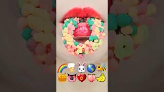 ASMR EMOJI FOOD kohakuto sprinkle honey jelly popping candy jelly mukbang eating sounds #shorts