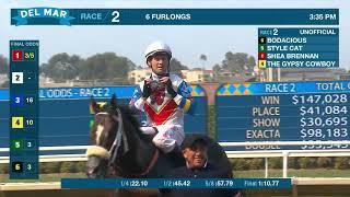 Bodacious wins the I'm Smoking Stakes race 2 at Del Mar 9/6/24