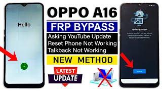 OPPO A16 : FRP BYPASS - Asking YouTube Update/ Reset Option Not Working 2025 (Without PC)