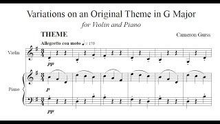 Variations on an Original Theme in G Major - for Violin and Piano - Original Composition