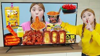 MUKBANG! TOFU FIRE NOODLES Fried Chicken CVS EATING by HIU 하이유