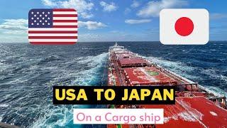 USA to JAPAN on a cargo ship | 10 days timelapse | Life inside, bad weather, thunderstorm