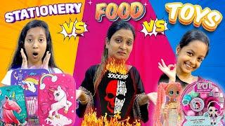 EXTREME FOOD  vs STATIONERY ️ vs TOYS  CHALLENGE!| Family Fun Challenge | Cute Sisters Challenges