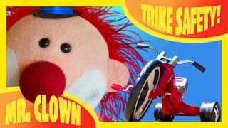 Mr. Clown's Wild Trike Ride! Dog chases Monkey! KID'S TRIKE SAFETY!