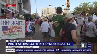 Crowds gather in Downtown Las Vegas for 'No Kings' demonstrations