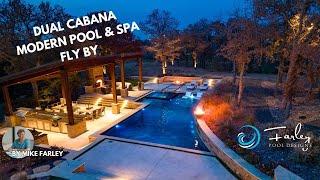 Dual Cabanas Modern Pool & Spa Fly By by Mike Farley