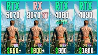 RTX 5070 vs RX 9070 XT vs RTX 4080 SUPER vs RTX 4090 - Tested in 25 Games