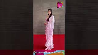 Priyanka Chopra Cousin Sister Mannara Chopra Looks Very BOLD & Beautiful in Pink Saree At IIIA 2022