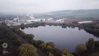 A misty murky early morning flight over Leybourne Lakes.