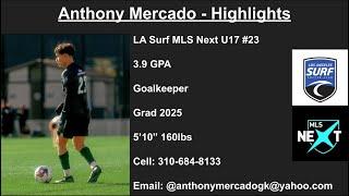 Anthony Mercado - U17 Early Spring MLS Next Season Highlights (Recruitment Video)