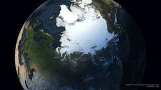 Arctic sea ice, simulated with 1km resolution (FESOM2 model).