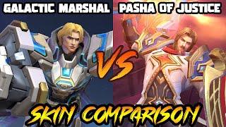 Tigreal - Pasha of Justice special skin V.S. Galactic Marshal skin - MLBB - Skin Comparison