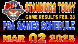 PBA Standings today as of February 28, 2025 | Pba Game results | Pba schedules March 2, 2025