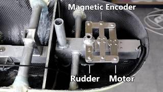 Rudder control: Worm geared motor with a position feedback