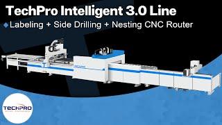 TechPro Nesting CNC Router Automatic Labeling CNC Side Drilling Production Line for Furniture Making