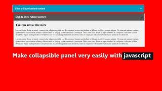 how to make a collapsible panel with javascript html and css | code and web | javascript tutorial