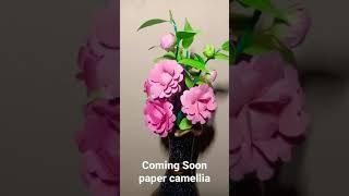 paper camellia flower craft, best craft idea, unique craft, craft canyon, paper crafts #shorts