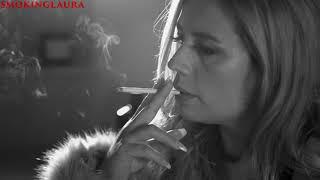 Smoking all white 120s cigarettes in black and white